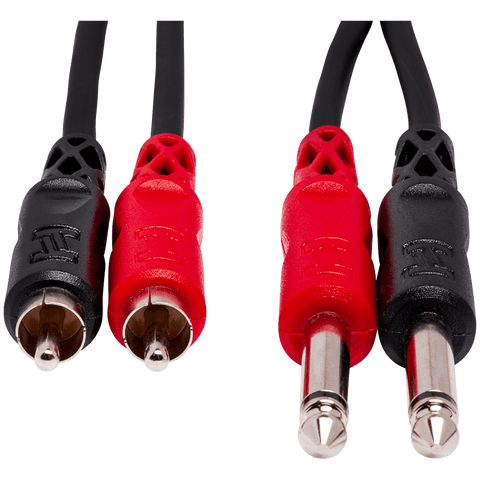 Hosa Stereo Interconnect, Dual 1/4in TS to Dual RCA, 2m – CPR-202