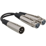 Hosa Y-Cable, Dual XLR3F to XLR3M, 6in – YXF-119