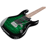 Ibanez GRX70QATEB Gio RG Electric Guitar — Transparent Emerald Burst