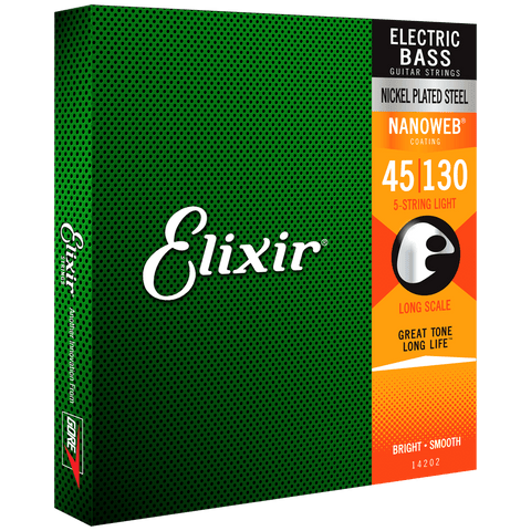 Elixir NANOWEB Nickel Bass — 5-String 14202 Light .045-.130