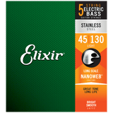 Elixir NANOWEB Stainless Steel Bass — 5-String 14777 Light .045-.130