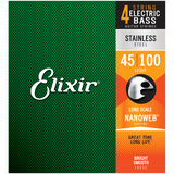 Elixir NANOWEB Stainless Steel Bass — 14652 Light .045-.100