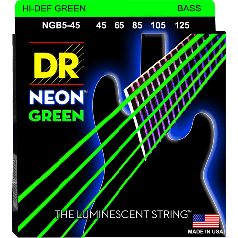 DR Strings NEON Green NGB5-45 Medium 5-String 45-125
