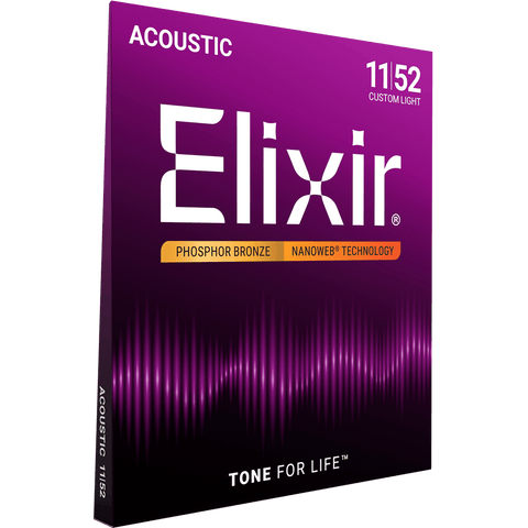Elixir NANOWEB Phosphor Bronze Acoustic — 16027 Custom Light .011-.052