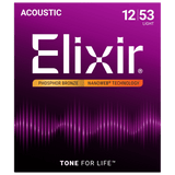 Elixir NANOWEB Phosphor Bronze Acoustic — 16052 Light .012-.053