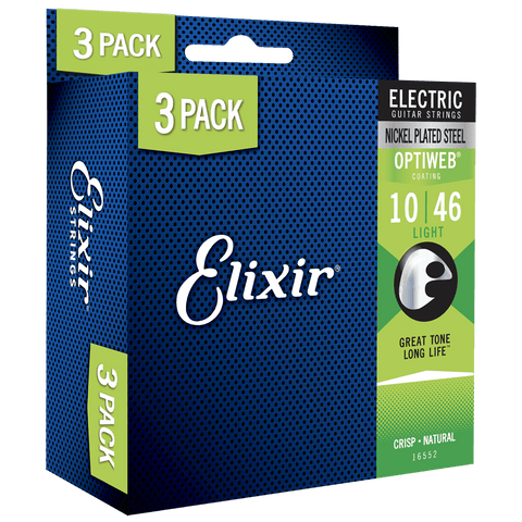 Elixir OPTIWEB Nickel Electric 3-Pack — 16552X Light .010-.046 (19052)