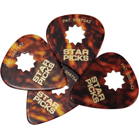 Star Pick Tortoise Shell Celluloid Guitar Picks — 12-pack