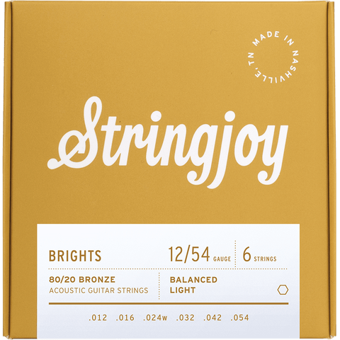 Stringjoy Brights Light (12-54) 80/20 Bronze Acoustic Strings