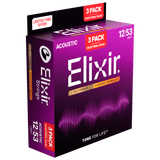 Elixir NANOWEB 3-Pack 80/20 Bronze Acoustic Strings - Light 12-53 16565 (11052)