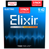 Elixir NANOWEB 3-Pack Nickel-Plated Steel Electric Strings - Super Light 16566 (12002)