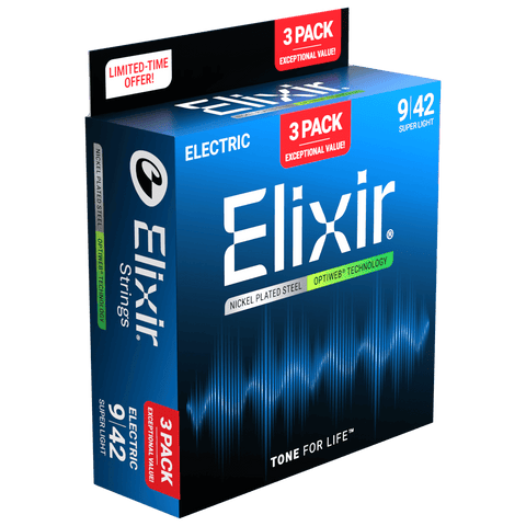 Elixir OPTIWEB 3-Pack Nickel-Plated Steel Electric Strings - Super Light 16571 (19002)