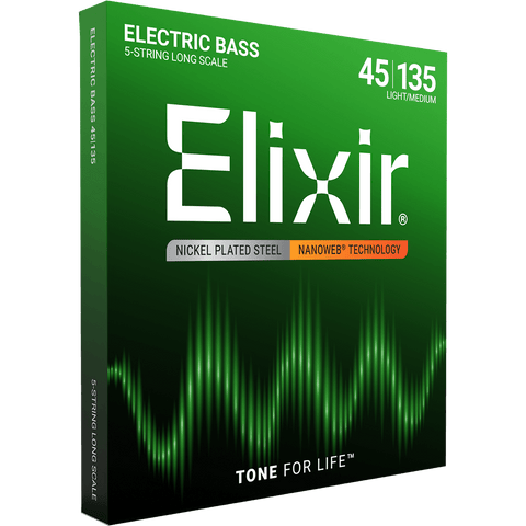 Elixir NANOWEB Nickel Bass — 5-String 14207 Light/Medium .045-.135