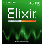 Elixir NANOWEB Stainless Steel Bass — 5-String 14777 Light .045-.130