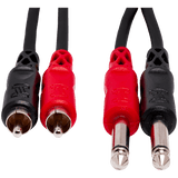 Hosa Stereo Interconnect, Dual 1/4in TS to Dual RCA, 2m – CPR-202