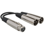 Hosa Y-Cable, XLR3F to Dual XLR3M, 6in – YXM-121