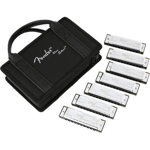 Fender Blues Deluxe Harmonica, Pack of 7, with Case