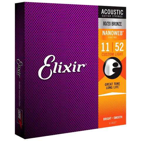 Elixir NANOWEB 80/20 Bronze Acoustic — 11027 Custom Light .011-.052