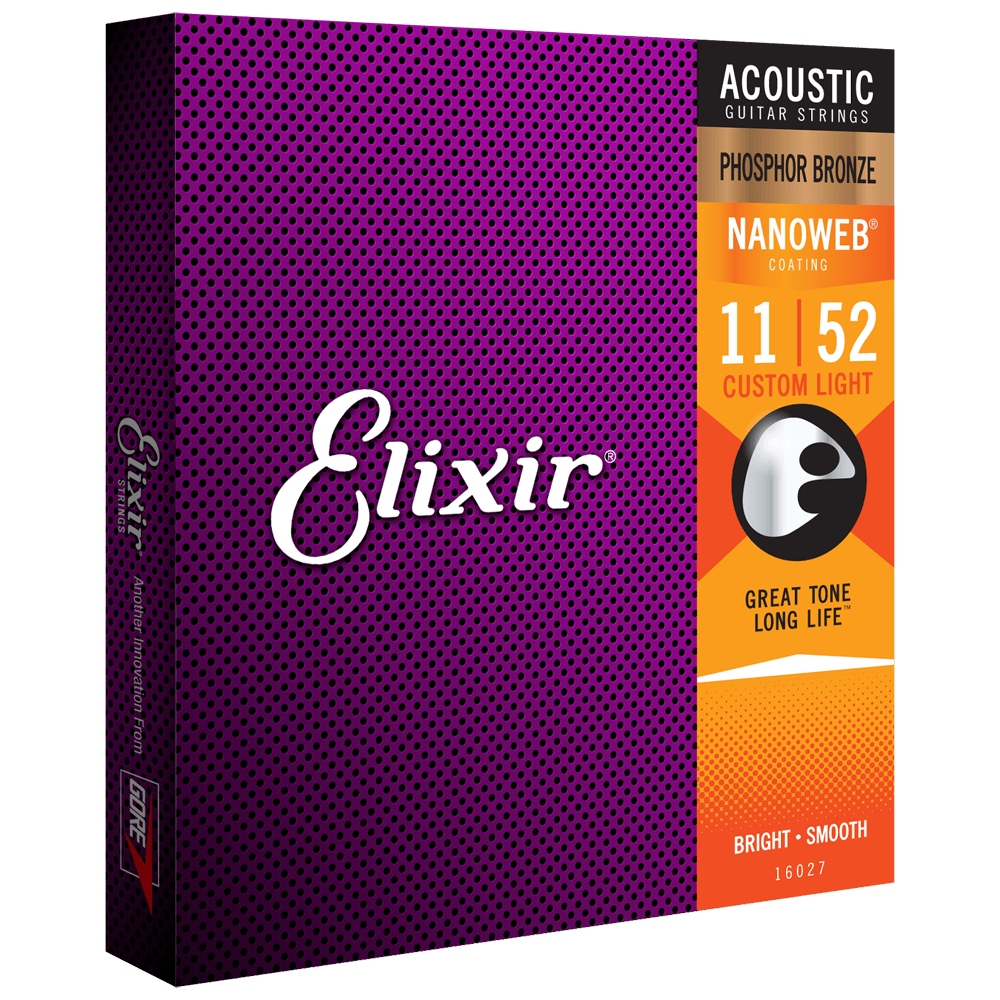 Elixir NANOWEB Phosphor Bronze Acoustic — 16027 Custom Light