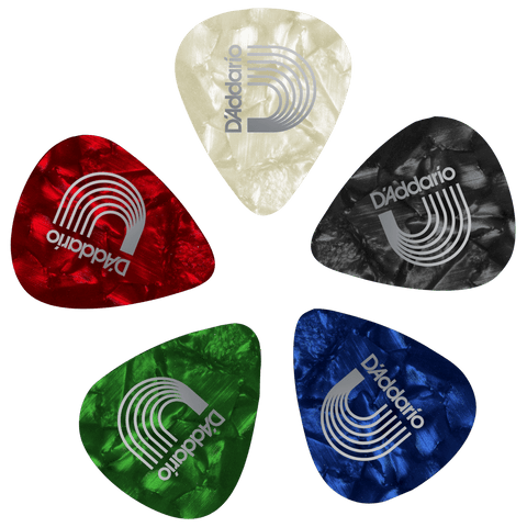 D'Addario Assorted Pearl Celluloid Picks, 12 pack