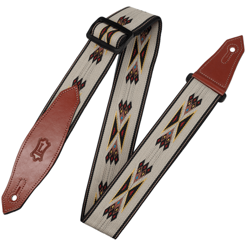 Levy's MSSN80-TAN 2" Wide Tan Polypropylene Guitar Strap With Aztec Design