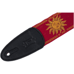 Levy's MPJG-SUN-RED Red Jacquard Guitar Strap With Sun And Star Design