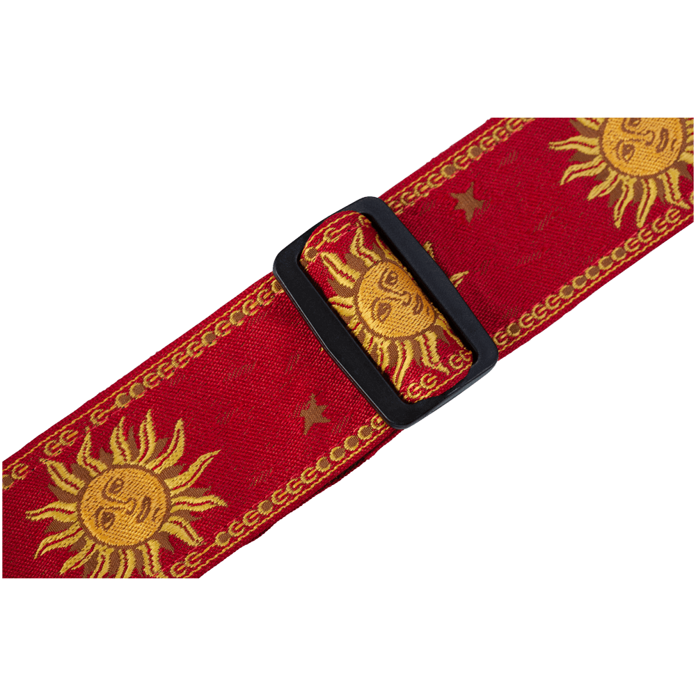 Levy s MPJG SUN RED Red Jacquard Guitar Strap With Sun And Star