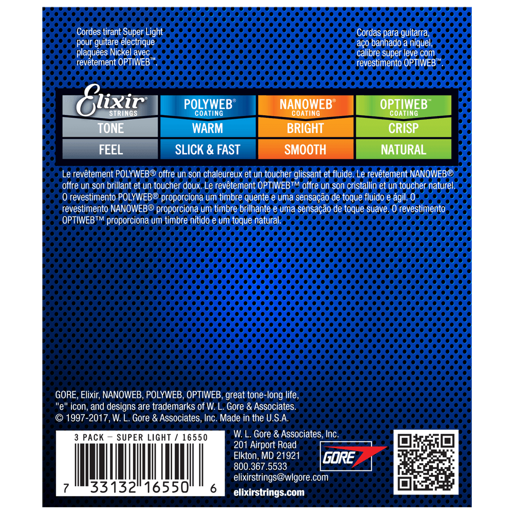 Elixir OPTIWEB Nickel Electric 3-Pack — 16550X Super Light 9-42 (19002