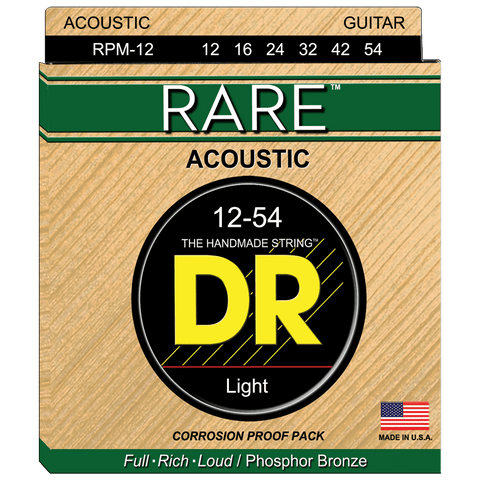DR Strings RPM-12 Rare Phosphor Bronze Light Acoustic 12-54
