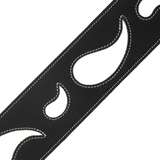 D'Addario Deluxe Leather Guitar Strap, Paisley, Black with White – L25W1411