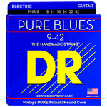 DR Strings PHR-9 PURE BLUES™ Pure Nickel Electric Strings Light 9-42