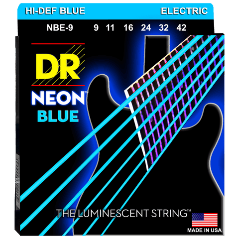 DR Strings NBE-9 NEON Blue Coated Electric Light 9-42