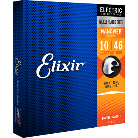 Elixir NANOWEB Nickel Electric — 12-String 12450 Light (.010-.046)