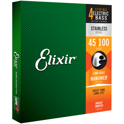 Elixir NANOWEB Stainless Steel Bass — 14652 Light .045-.100