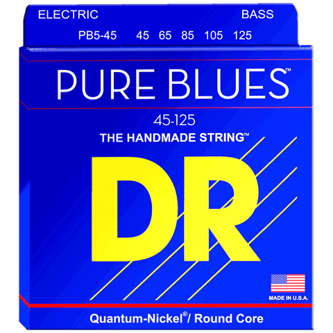 DR Strings PB5-45 PURE BLUES™ Quantum Nickel™ 5-String Bass Medium 45-125