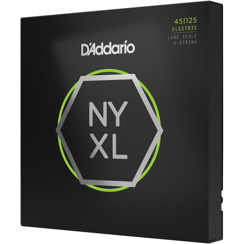 D'Addario NYXL45125, Light Top/Med Bottom 5-String Bass Strings 45-125