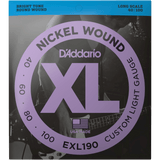 D'Addario EXL190 Custom Light, Nickel Wound Bass Strings, 40-100