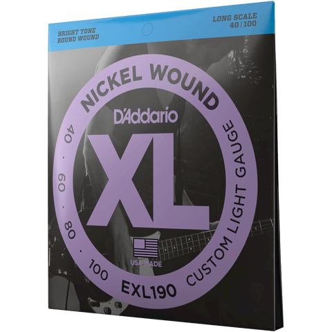 D'Addario EXL190 Custom Light, Nickel Wound Bass Strings, 40-100