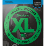 D'Addario EXL220-5 Super Light, 5-String Nickel Wound Bass Strings, 40-125