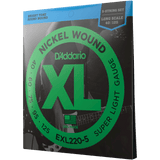 D'Addario EXL220-5 Super Light, 5-String Nickel Wound Bass Strings, 40-125