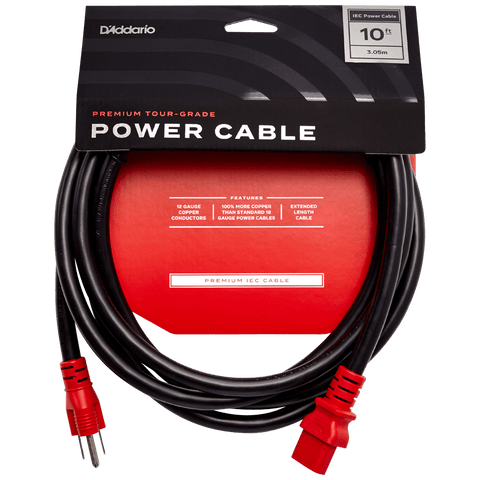 D'Addario IEC to NEMA Plug Power Cable, 10ft (North America) – PW-IECB-10